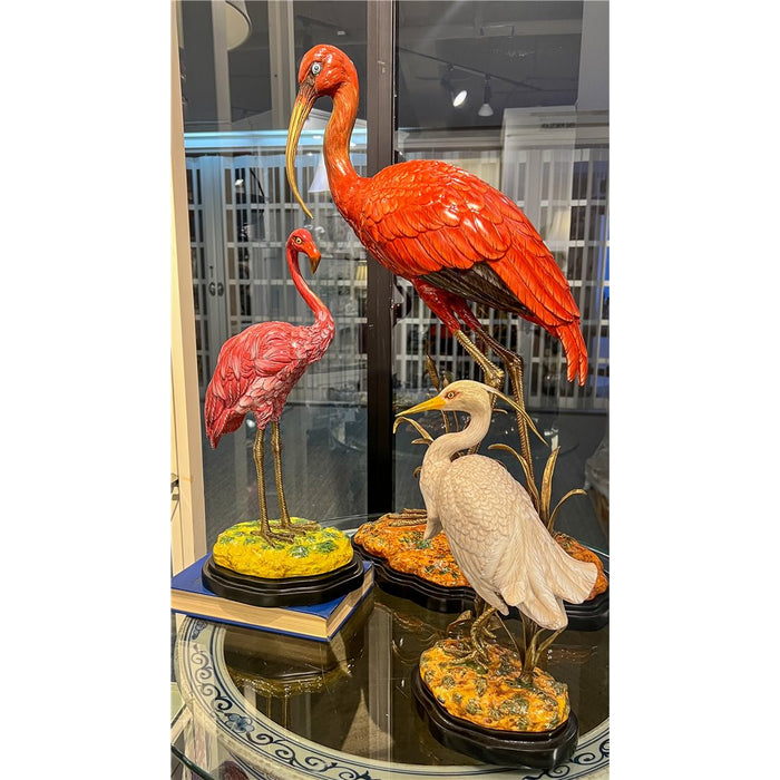 Scarlet Ibis Bird Sculpture-Porcelain & Bronze
