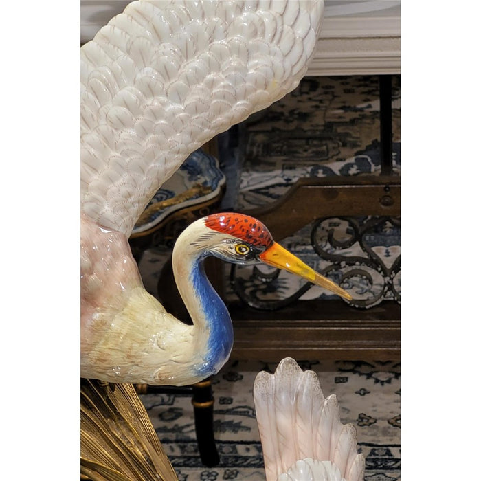 Double Shore Birds Sculpture-Porcelain & Bronze