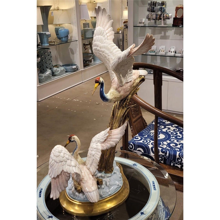 Double Shore Birds Sculpture-Porcelain & Bronze
