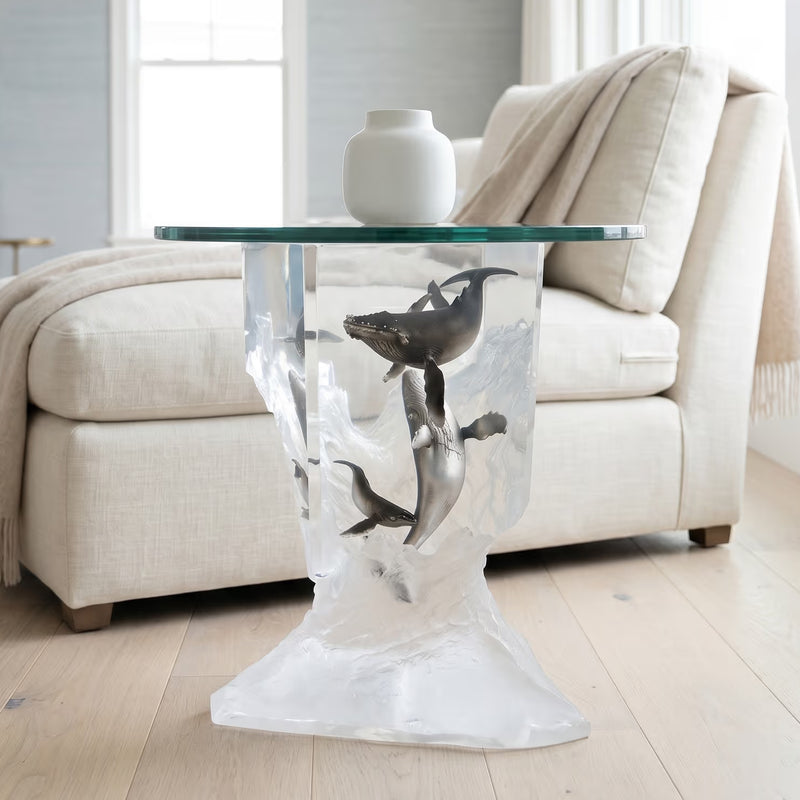 Silent Serenade Whale Sculpture End Table