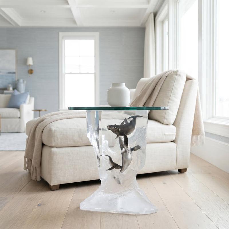 Silent Serenade Whale Sculpture End Table