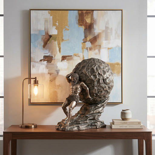 Sisyphus Pushing Boulder Statue 