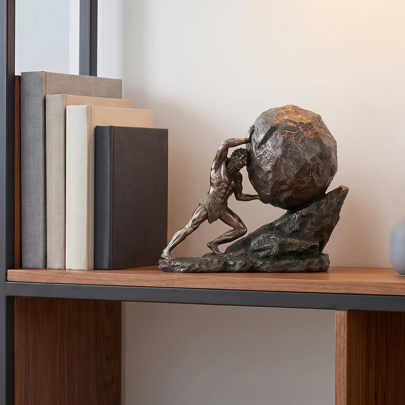 Sisyphus & The Eternal Boulder Statue 