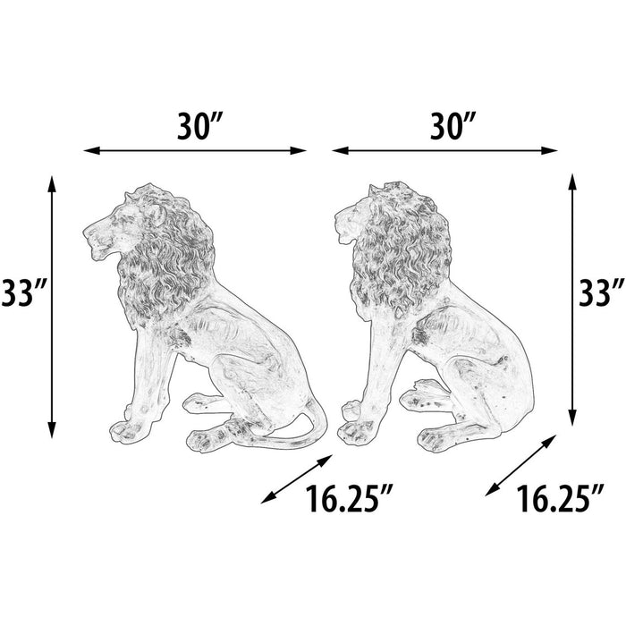 Sitting Lion Statues Pair-32"H