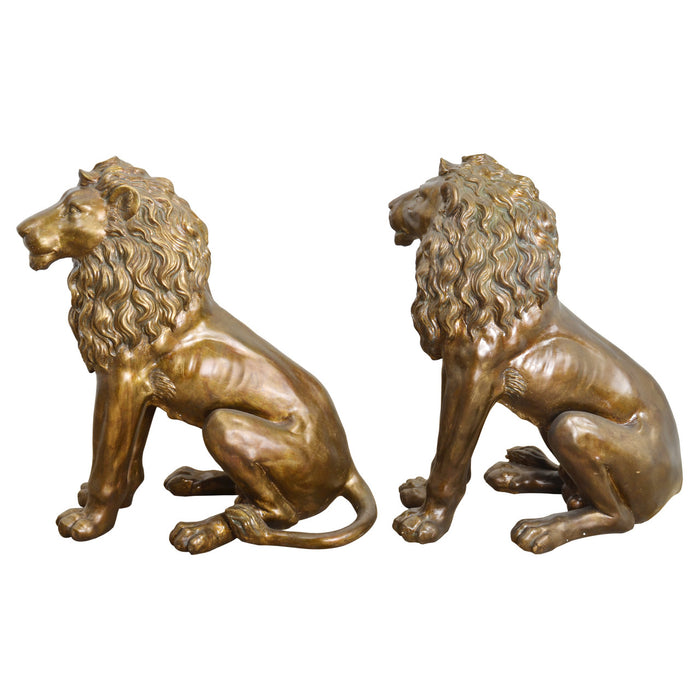 Sitting Lion Statues Pair-32"H