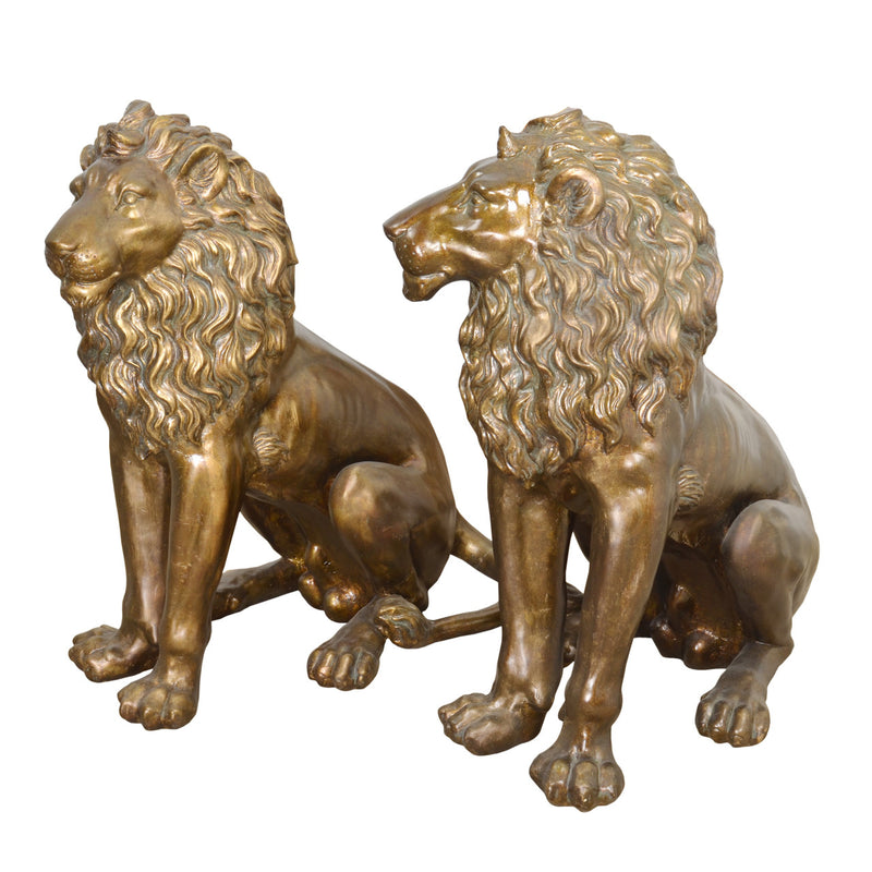 Sitting Lion Statues Pair-32"H