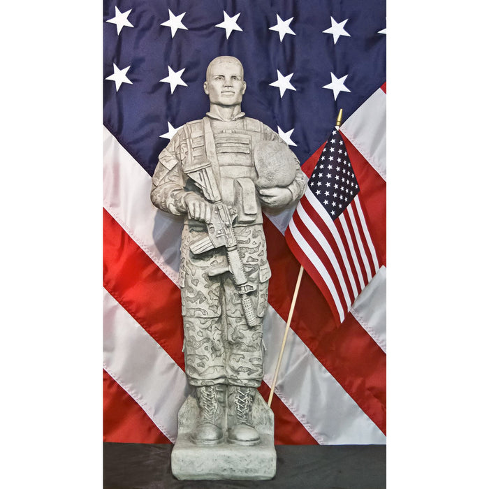 Military Soldier with Flag Statue -African American