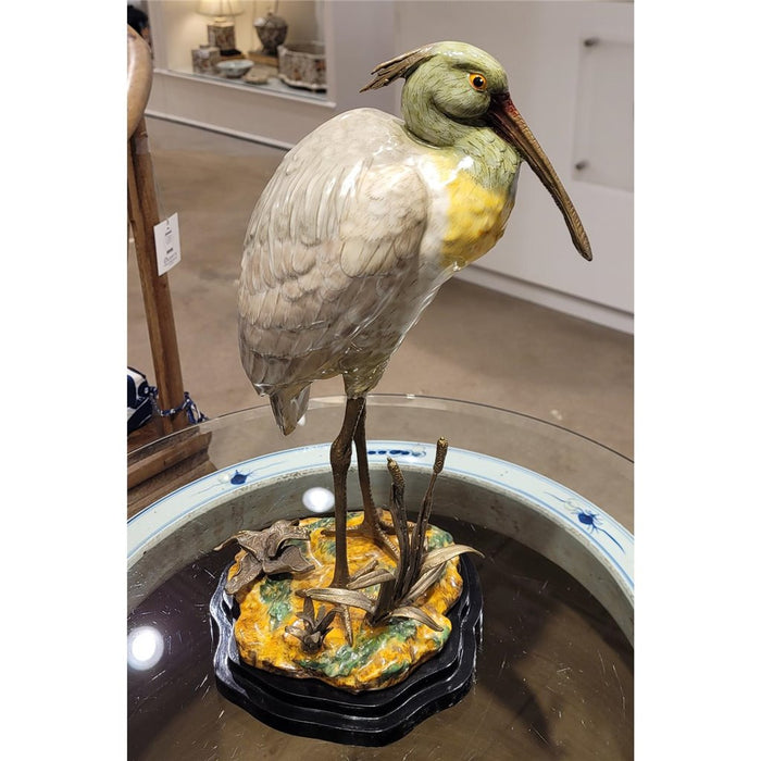 Spoonbill Egret Bird Sculpture-Porcelain & Bronze