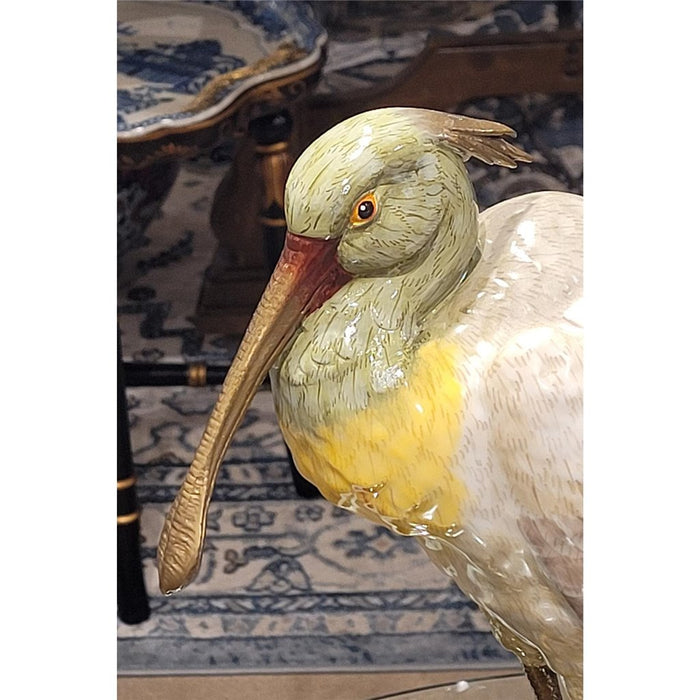 Spoonbill Egret Bird Sculpture-Porcelain & Bronze