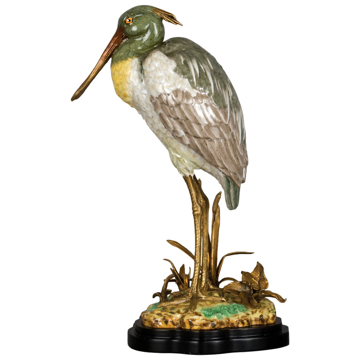 Spoonbill Egret Bird Sculpture-Porcelain & Bronze