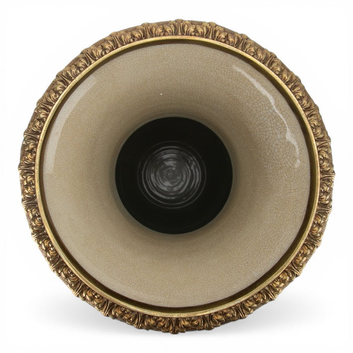 Spring Aviary Floral Vase-Porcelain & Bronze