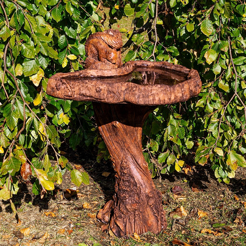 Squirrel Birdbath- Cast Stone