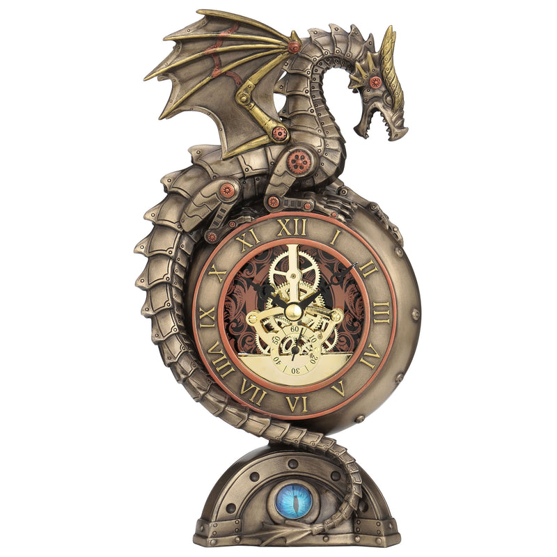 Steampunk Dragon Perching On Clock