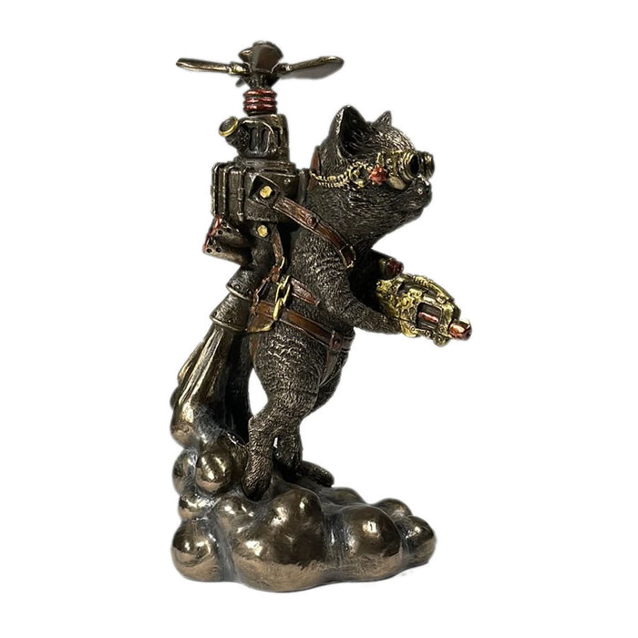 Steampunk Flying Cat Statue