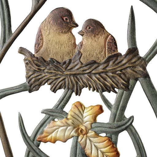 Wide Lovebirds in Nest Garden Trellis Detail View