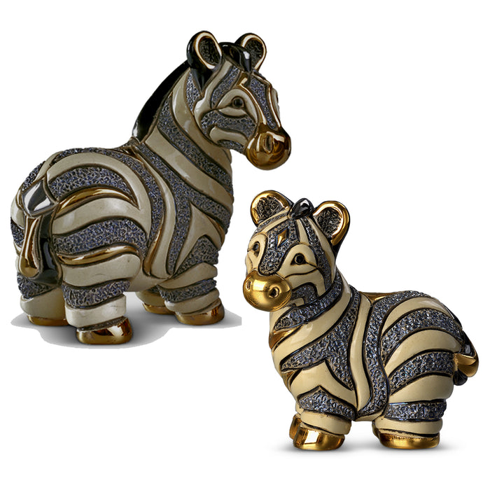 Zebra Family Figurines Set of 2-Ceramic