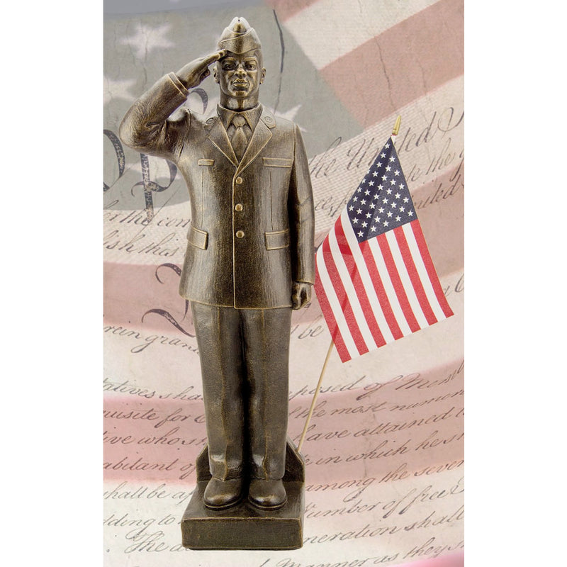 Air Force Airmen Statue with Flag-African American