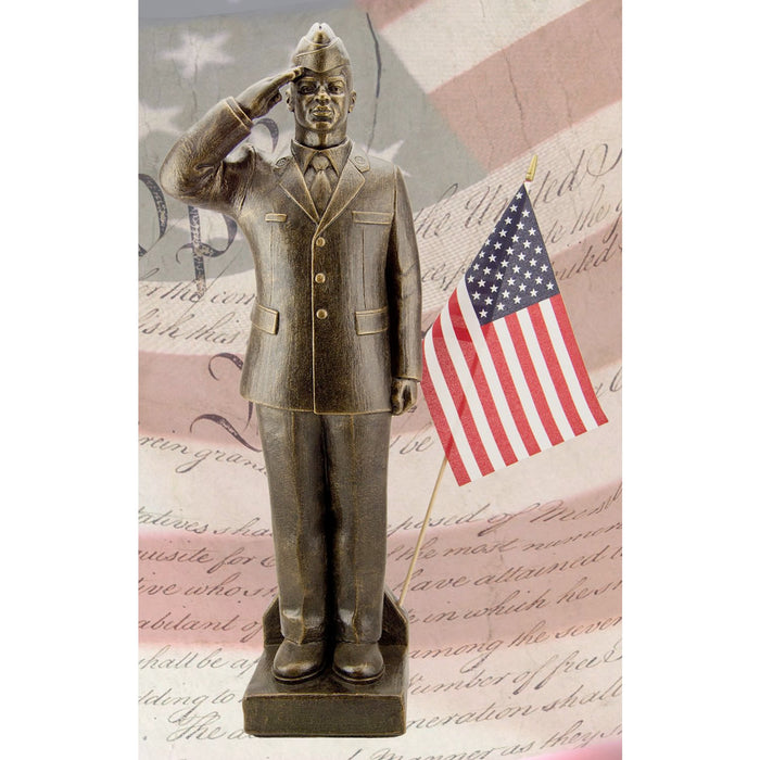 Air Force Airmen Statue with Flag-African American
