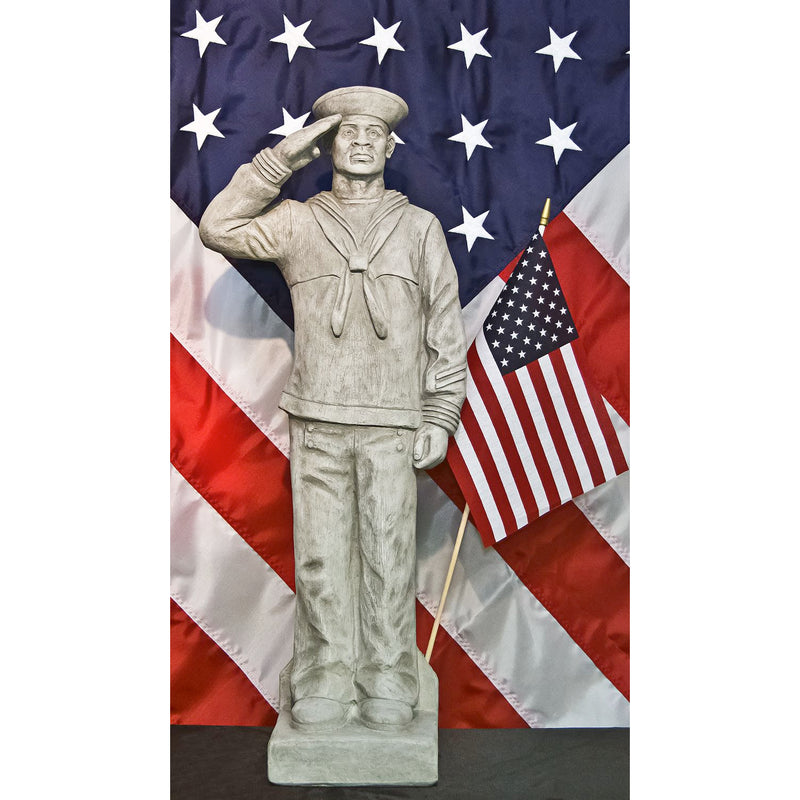 Navy Sailor Statue with Flag -African American