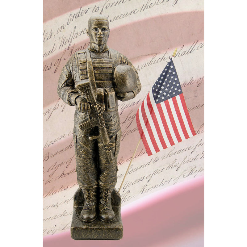 Military Soldier with Flag Statue -African American
