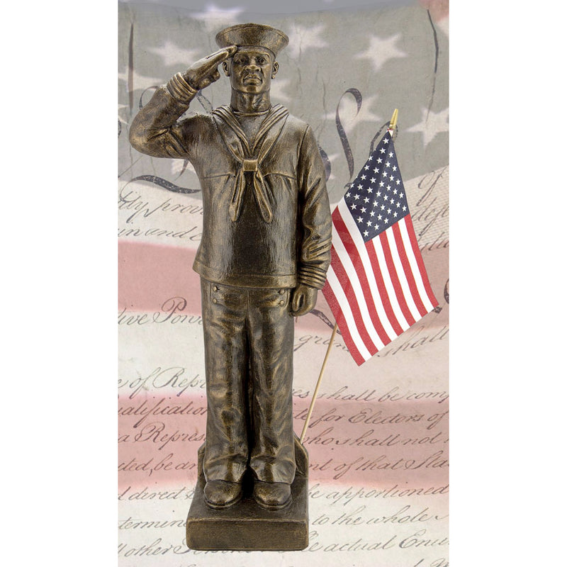 Navy Sailor Statue with Flag -African American