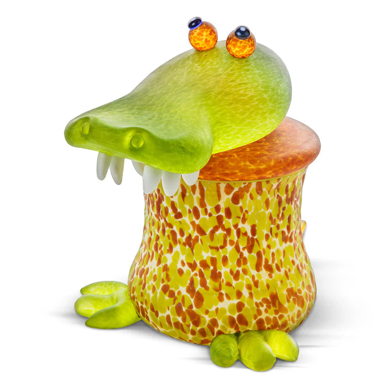 Alligator Art Glass Box by Borowski-Olive