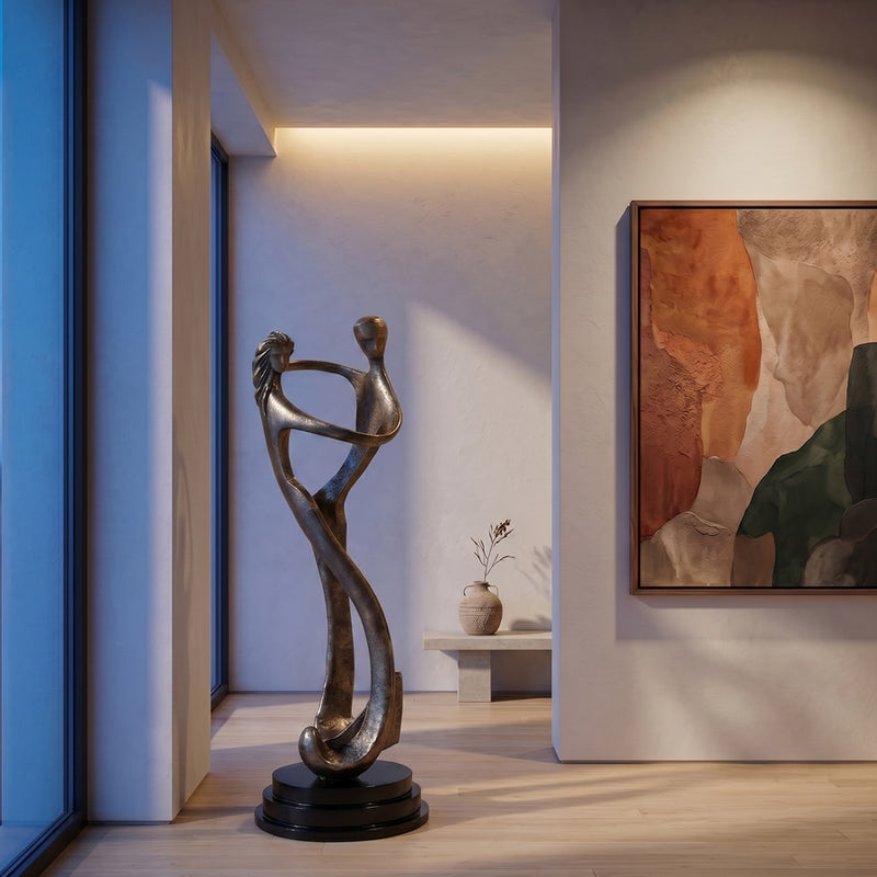 As One - Modern Dancing Couple Floor Sculpture