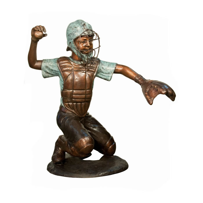 Little League Baseball Catcher Bronze Sculpture