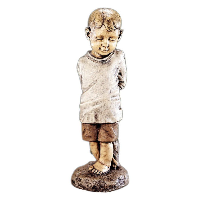 Shy Boy Statue w/ Color-Cast Stone