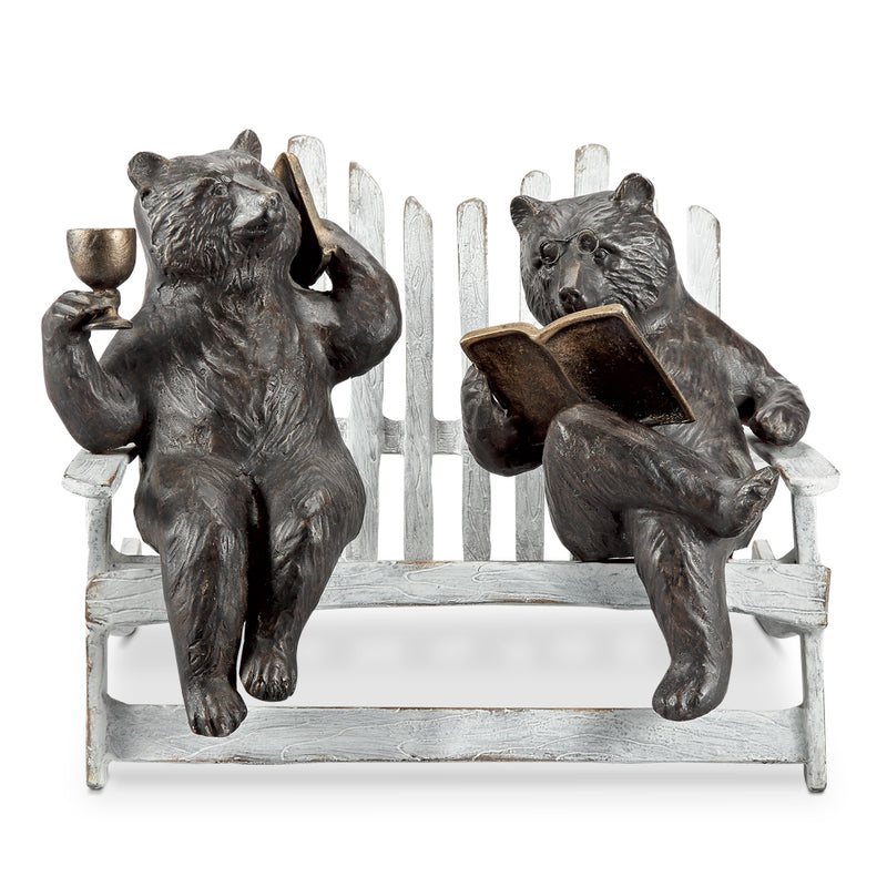 Hipster Bears on Bench Garden Sculpture