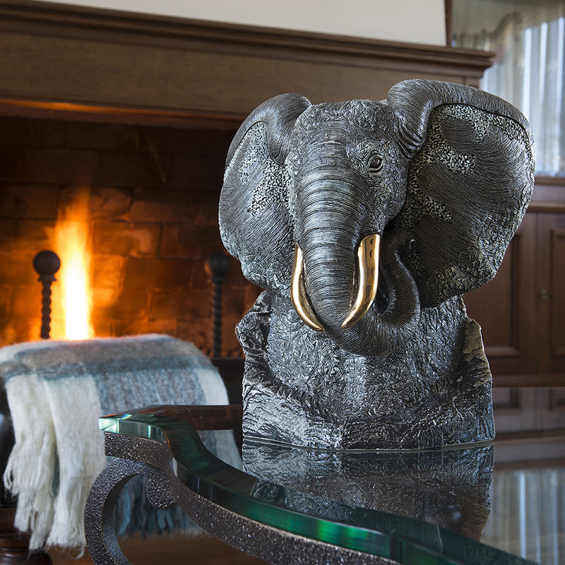 Black Elephant Bust-Ceramic