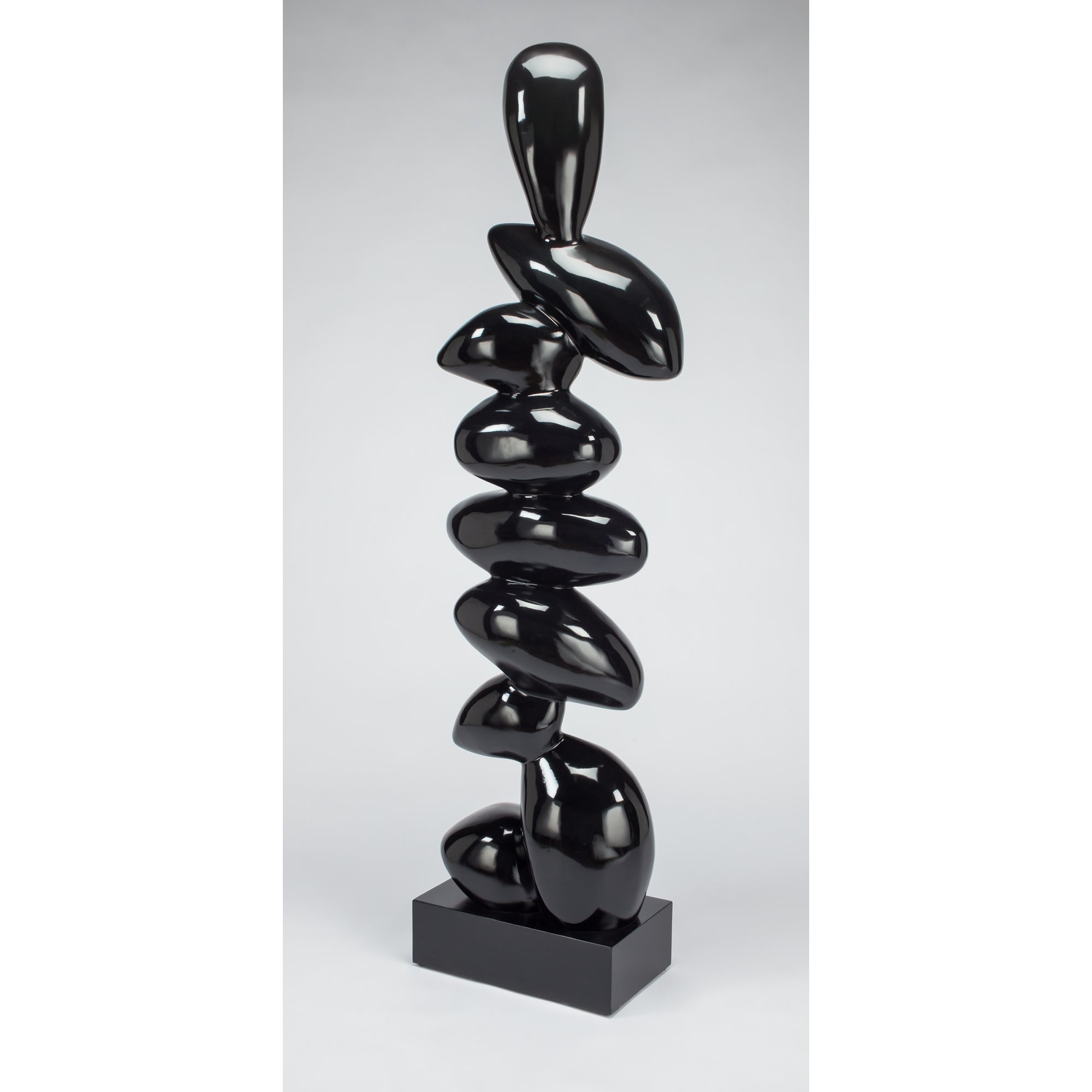 Pebble Modern Floor Sculpture-Black — AllSculptures