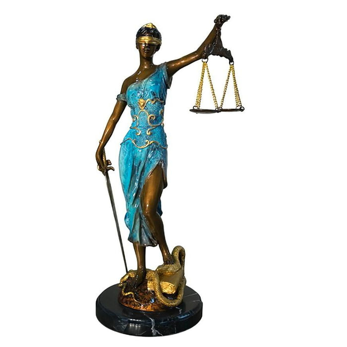 Blind Lady Justice Bronze Sculpture-19"H