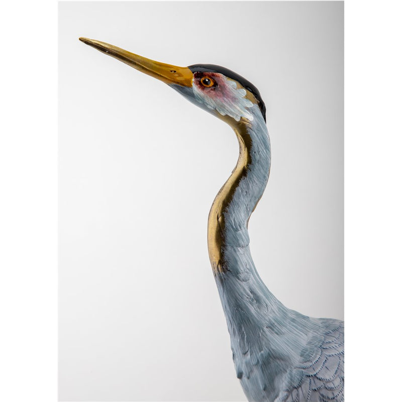 Blue Heron Sculpture-Porcelain & Bronze