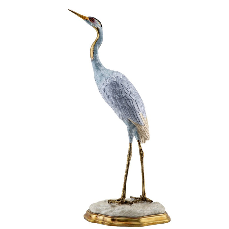 Blue Heron Sculpture-Porcelain & Bronze