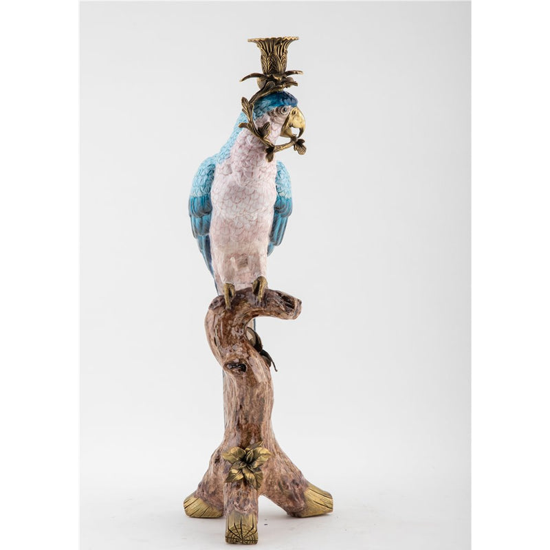 Parrot Candle Holders Set of 2-Porcelain & Bronze