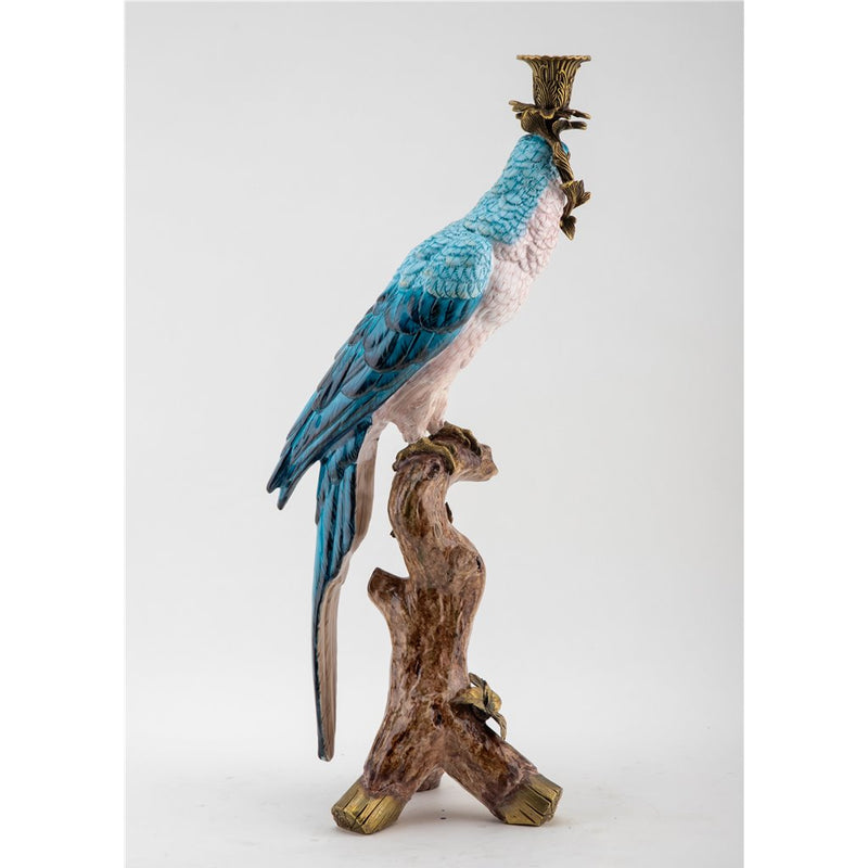 Parrot Candle Holders Set of 2-Porcelain & Bronze