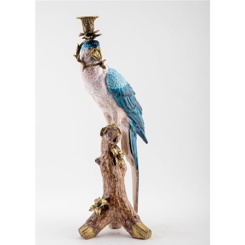 Parrot Candle Holders Set of 2-Porcelain & Bronze