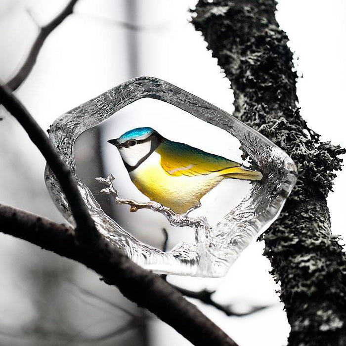 Blue Tit Crystal Bird Figurine