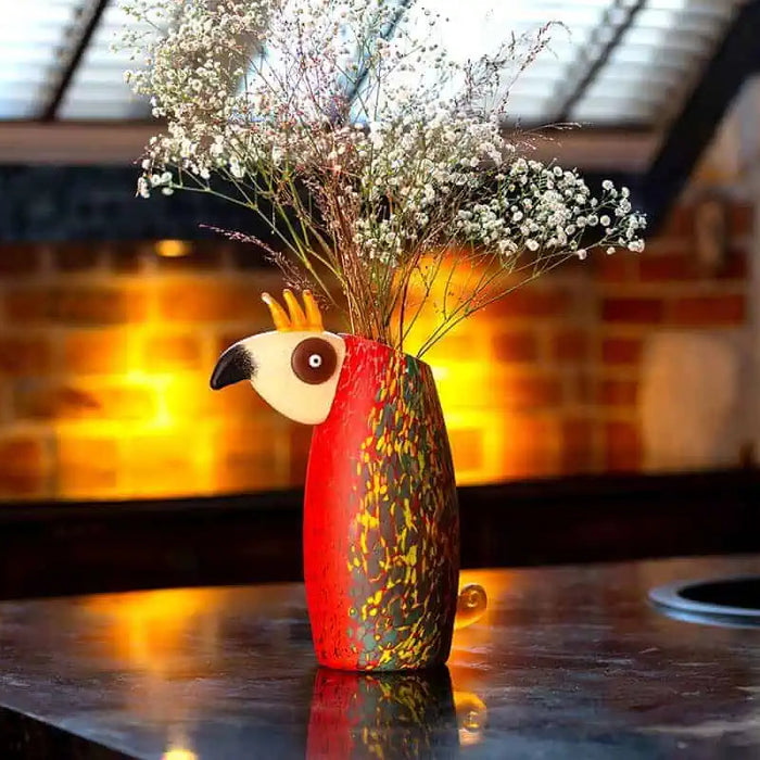 Loro Parrot Vase-Art Glass