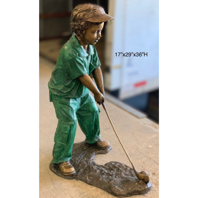Bronze Boy Golfer Sculpture