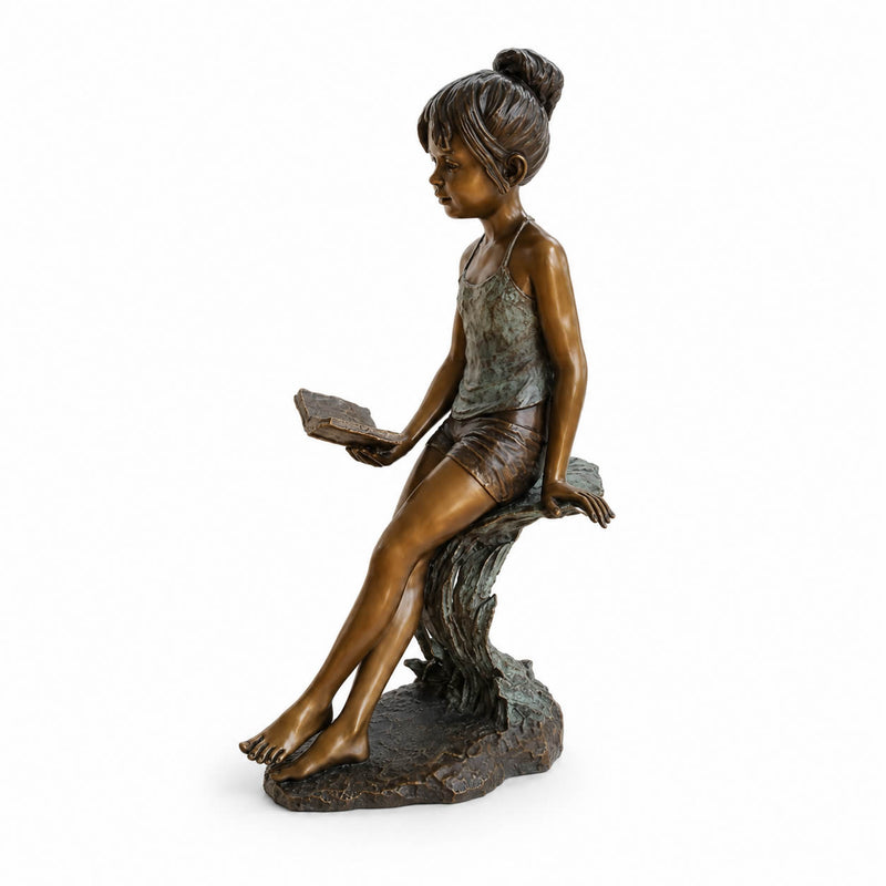 Bronze Girl Reading Book Sculpture