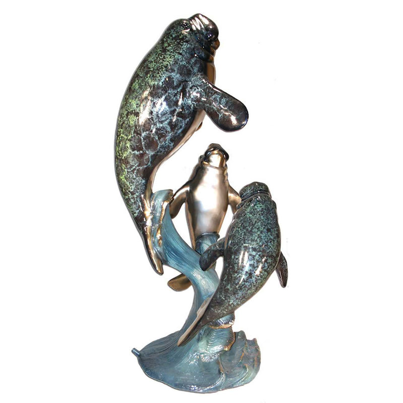 Swimming Manatee Bronze Fountain