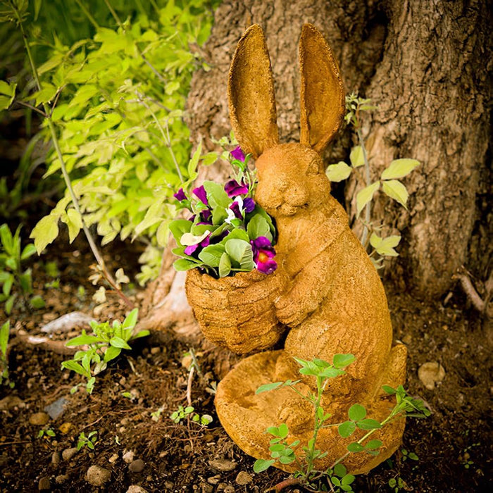 Bunny Rabbit with Basket Garden Statue