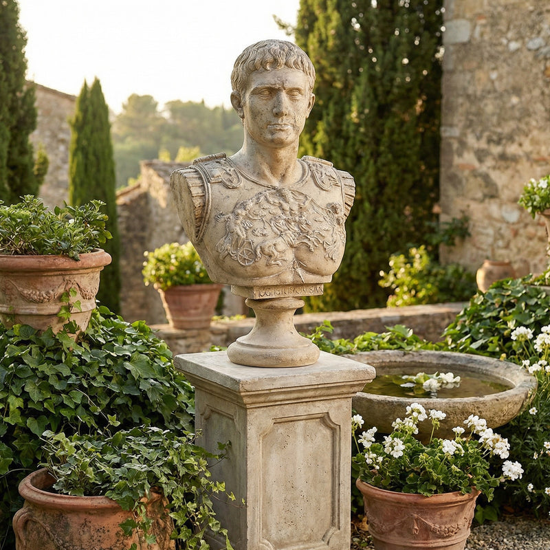 Large Augustus Caesar Bust- Faux Stone