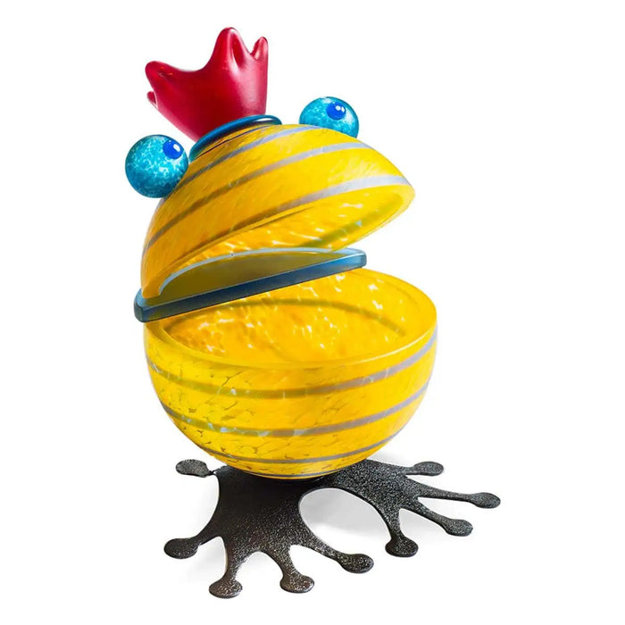 Carry Art Glass Frog Bowl by Borowski-Yellow