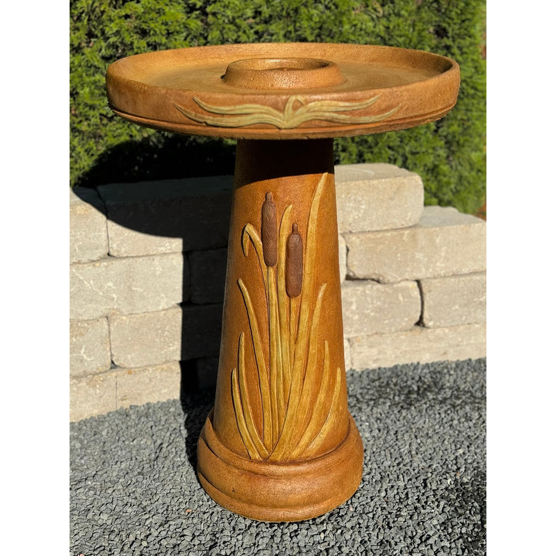 Cattails Birdbath-Cast Stone