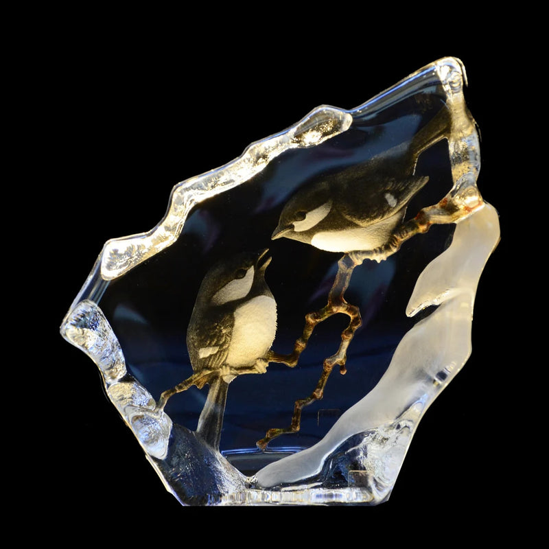 Crystal Chickadees Sculpture