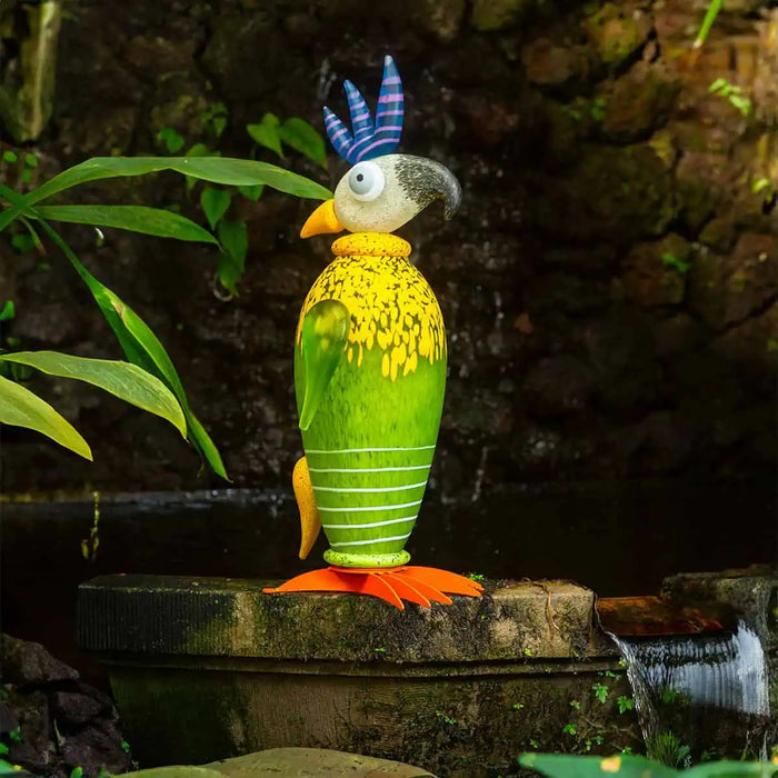 Taco the Cockatoo Art Glass Sculpture by Borowski-Lime Green