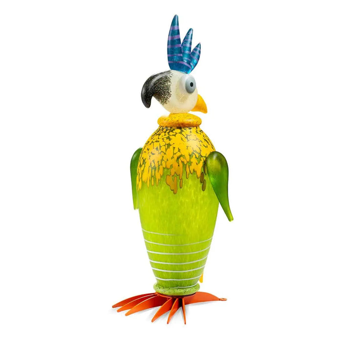 Taco the Cockatoo Art Glass Sculpture by Borowski-Lime Green